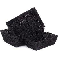 Red Hamper Set of 3 Black Paper Rope Tray