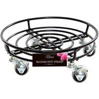 Samuel Alexander 32cm Black Metal Garden Flower Plant Pot Trolley on Castor Wheels