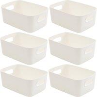 Tanness 6 Pack Stackable Plastic Storage Boxes with Handles - White