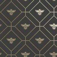 Holden Dcor Bee Wallpaper in Charcoal