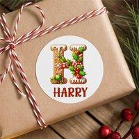 60 SECOND MAKEOVER 25 x Personalised Christmas Labels Gingerbread