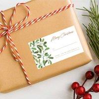 60 SECOND MAKEOVER 25 x Personalised Christmas Labels Mistletoe