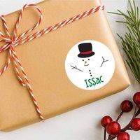 60 SECOND MAKEOVER 25 x Personalised Christmas Labels Snowman