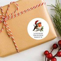60 SECOND MAKEOVER 25 x Personalised Christmas Labels Robin