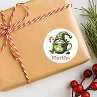 60 SECOND MAKEOVER 25 x Personalised Christmas Labels Green Gonk