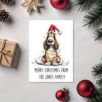 60 SECOND MAKEOVER Pack Of 5 Personalised Christmas Cards Basset Hound in White | Size: 5 Pack