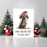 60 SECOND MAKEOVER Pack Of 5 Personalised Christmas Cards Dachshund in White | Size: 5 Pack