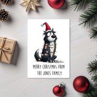60 SECOND MAKEOVER Pack Of 5 Personalised Christmas Cards Karelian Bear Dog in White | Size: 5 Pack