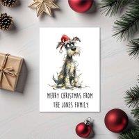 60 SECOND MAKEOVER Pack Of 5 Personalised Christmas Cards Miniature Schnauzer in White | Size: 5 Pack
