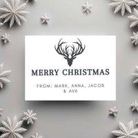 60 SECOND MAKEOVER Pack Of 5 Personalised Christmas Cards Grey Antler Merry Christmas in White | Size: 5 Pack