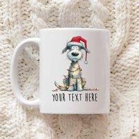 60 SECOND MAKEOVER Personalised Bedlington Terrier Christmas Lights Santa Hat Mug in White