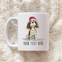 60 SECOND MAKEOVER Personalised Cavalier King Charles Spaniel Christmas Mug in White