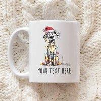 60 SECOND MAKEOVER Personalised Dalmatian Christmas Lights Santa Hat Mug in White