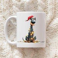 60 SECOND MAKEOVER Doberman Christmas Lights Mug in White