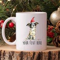 60 SECOND MAKEOVER Personalised Papillon Christmas Lights Santa Hat Mug in White