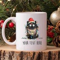 60 SECOND MAKEOVER Personalised Pomeranian Christmas Lights Santa Hat Mug in White