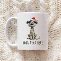 60 SECOND MAKEOVER Personalised Poodle Christmas Lights Santa Hat Mug in White