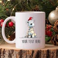60 SECOND MAKEOVER Personalised West Highland Terrier Christmas Lights Santa Hat Mug in White