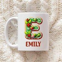 60 SECOND MAKEOVER Personalised Christmas Initial Mug Gingerbread Font in White