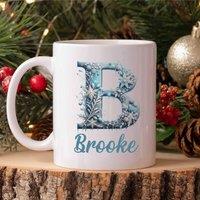60 SECOND MAKEOVER Personalised Christmas Initial Mug Winter Wonderland Font in White