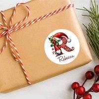 60 SECOND MAKEOVER 25 x Personalised Christmas Labels Red Gnome Gonk Font
