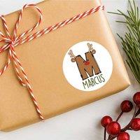 60 SECOND MAKEOVER 25 x Personalised Christmas Labels Reindeer Font Name