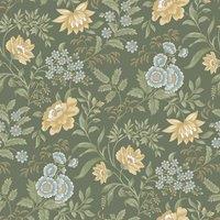 Rasch Echoes Of Eden Garden Muse Wallpaper in Olive
