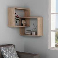 Decortie Ring' Corner Wall Mounted Bookcase Display Unit 60cm in Natural | Size: 1 Pack