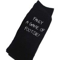 60 SECOND MAKEOVER Men's Fancy A Game Of Footsie Black Calf Socks