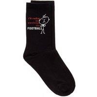 60 SECOND MAKEOVER Men's I'd Rather Be Watching Football Black Calf Socks