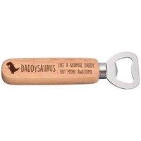60 SECOND MAKEOVER Men's Daddy Dinosaur Awesome Wooden Bottle Opener in Beige