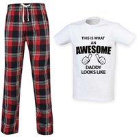 60 SECOND MAKEOVER Men's This Is What An Awesome Daddy Looks Like Tartan Pyjamas in Red | Size: 2XL