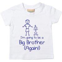 60 SECOND MAKEOVER Men's White I'm Going To Be A Big Brother Again Blue T-Shirt | Size: 14-15 Years