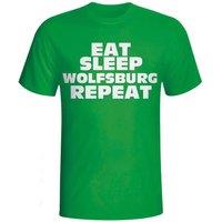 VFL Wolfsburg Men's Mens Eat Sleep Wolfsburg Repeat T-Shirt in Green | Size: Medium