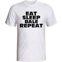 Real Madrid Men's Eat Sleep Bale Repeat T-Shirt in White | Size: 2XL