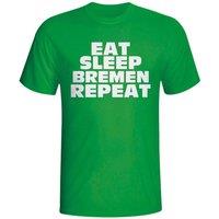 Werder Bremen Men's Eat Sleep Repeat T-Shirt in Green | Size: Medium