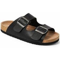Thomas Blunt Men's Double Buckle Footbed Casual Sandal with Cork Sole in Black | Size: 7