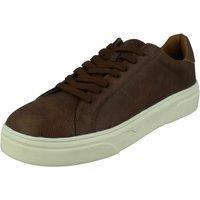 Thomas Blunt Men's Textured Lace-Up Platform Sole Trainer in Brown | Size: 8