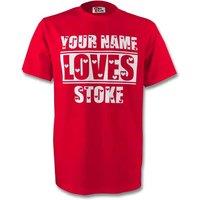 Stoke City Men's Mens Your Name Loves Stoke T-Shirt in Red | Size: Small