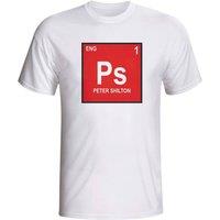 England Men's Mens Peter Shilton Periodic Table T-Shirt in White | Size: Medium