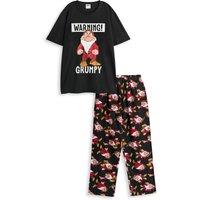 Disney Men's Short Sleeve Long Leg Pyjama Set | Black | Official | Size: Medium