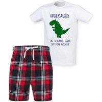 60 SECOND MAKEOVER Men's Father Dinosaur Pyjama Set in Red | Size: Medium