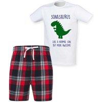 60 SECOND MAKEOVER Men's Son Dinosaur Pyjama Set in Red | Size: Large