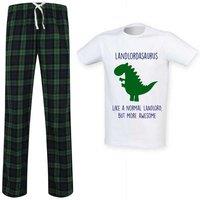 60 SECOND MAKEOVER Men's Landlord Dinosaur Pyjama Set in Green | Size: Medium