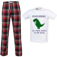 60 SECOND MAKEOVER Men's Volunteer Dinosaur Tartan Pyjama Set in Red | Size: XS