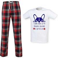 60 SECOND MAKEOVER Men's I Work Hard So My Frenchie Can Have A Better Life Pyjama Set in Red | Size: XL