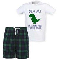 60 SECOND MAKEOVER Men's Builder Dinosaur Christmas Pyjama Set in Green | Size: XS