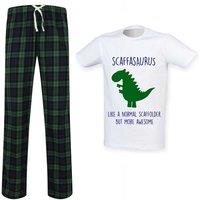 60 SECOND MAKEOVER Men's Scaffolder Dinosaur Tartan Pyjama Set in Green | Size: Small