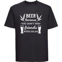 60 SECOND MAKEOVER Men's Beer Because You Don't Win Friends With Salad T-Shirt in Black | Size: 2XL