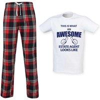 60 SECOND MAKEOVER Men's This Is What An Awesome Estate Agent Looks Like Tartan Pyjama Set in Red | Size: Large